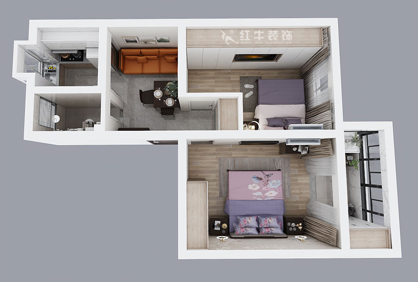 朱明琪|龍?bào)粗新?84-202-56㎡-現(xiàn)代風(fēng)格|2室1廳1衛(wèi)|老房裝修|定制家¥85969|全包9萬(wàn)|00_04鳥瞰圖