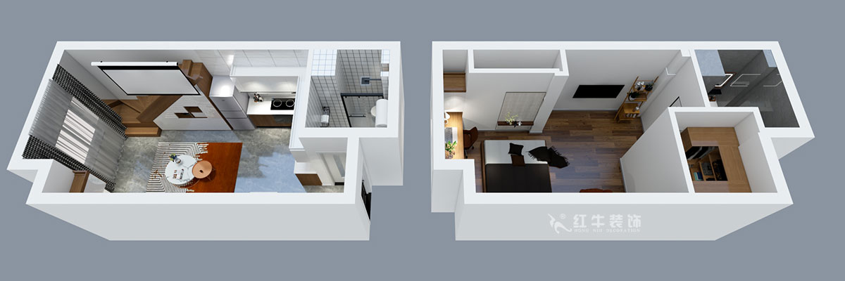 張智猿｜海賦尚城6-508-40㎡挑高-現(xiàn)代簡(jiǎn)約風(fēng)格｜1室1廳1衛(wèi)｜新房裝修｜定制家￥100000｜全包11萬｜00_05鳥瞰圖