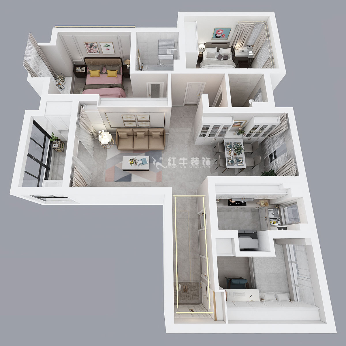 魏明花｜弘陽時光里14-2-1108-96㎡-現(xiàn)代簡約風(fēng)格｜3室2廳2衛(wèi)｜二手房裝修｜定制家￥146925｜全包14