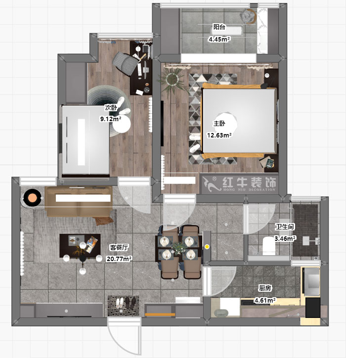 張桐瑋|龍?bào)春蛨@1-1804-64㎡-現(xiàn)代簡約風(fēng)格|2室1廳1衛(wèi)|新房裝修|定制家¥87700|全包10萬|00_03彩平圖