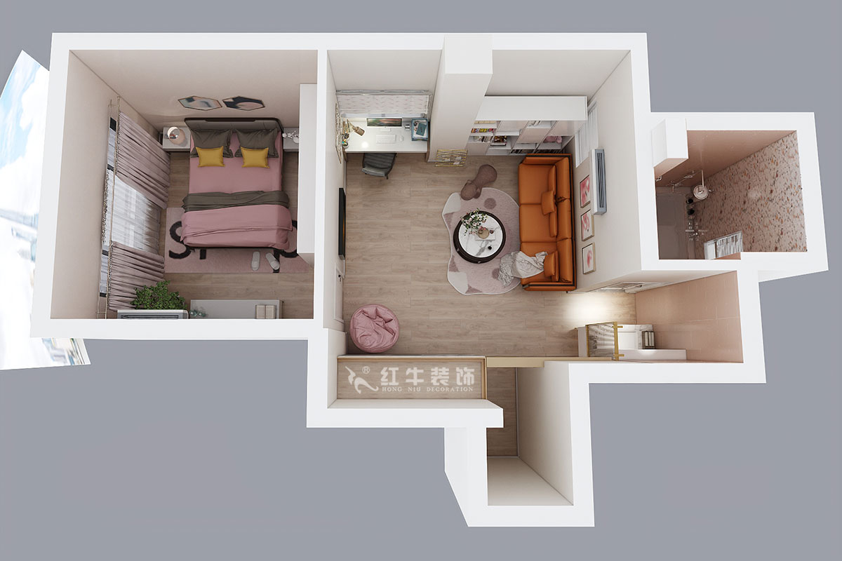 蔣?。魅A龍樾2-6-312-106㎡-簡(jiǎn)約風(fēng)格｜小復(fù)式｜2室2廳2衛(wèi)｜二新房裝修｜成品家￥162999｜全包15萬(wàn)｜00_08二樓鳥(niǎo)瞰圖