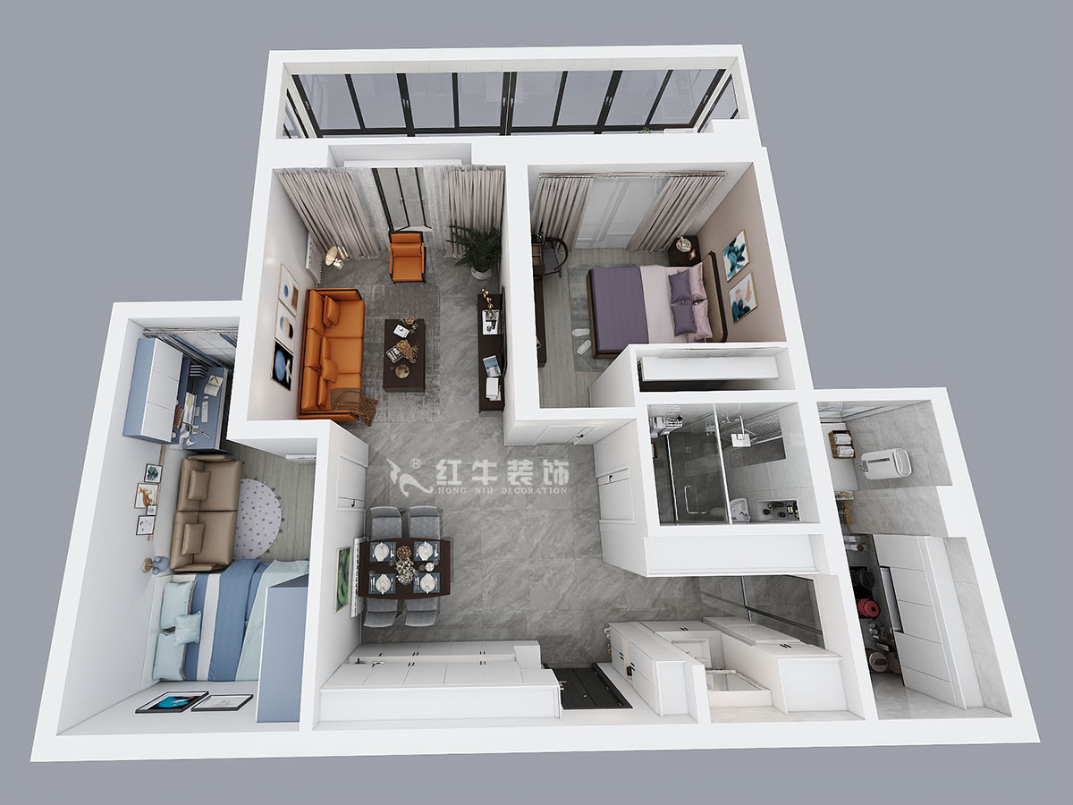 仇美蓉｜世茂外灘新城12-2-1702-97㎡-簡(jiǎn)約風(fēng)格｜2室2廳1衛(wèi)｜二手房裝修｜定制家￥120000｜全包12萬(wàn)｜00_04鳥瞰圖