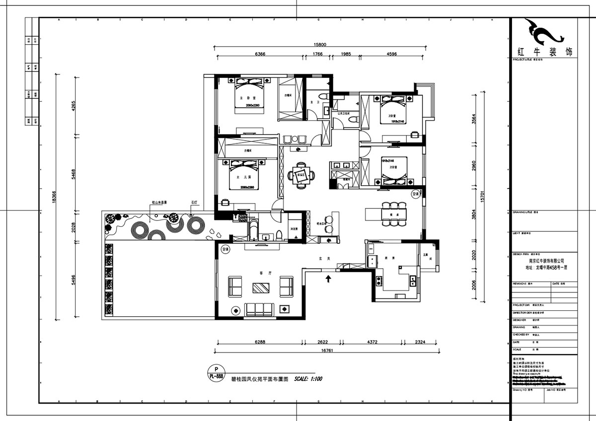 魏明花｜碧桂園鳳雅苑9-1004-260㎡-現(xiàn)代簡約風格｜4室3廳3衛(wèi)｜毛坯房裝修｜定制家￥368533｜全包36萬｜00_02平面布置圖