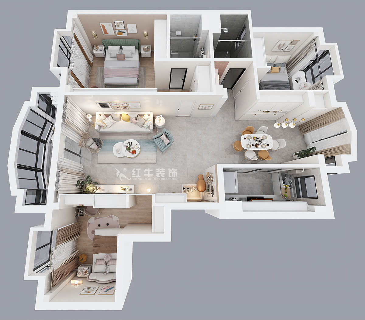 魏明花|明發(fā)濱江新城240-1-802-118㎡-現(xiàn)代簡約風格|3室2廳2衛(wèi)|二手房裝修|定制家¥183000|全包18