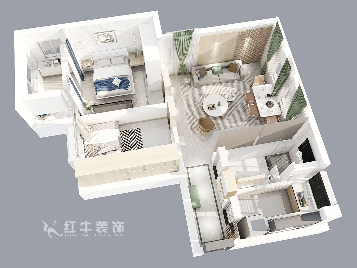 朱明琪｜大新嘉苑8-1004-87㎡-現(xiàn)代簡(jiǎn)約風(fēng)格｜2室2廳1衛(wèi)｜新房裝修｜成品家￥123916｜全包12萬(wàn)｜00_04鳥(niǎo)瞰圖