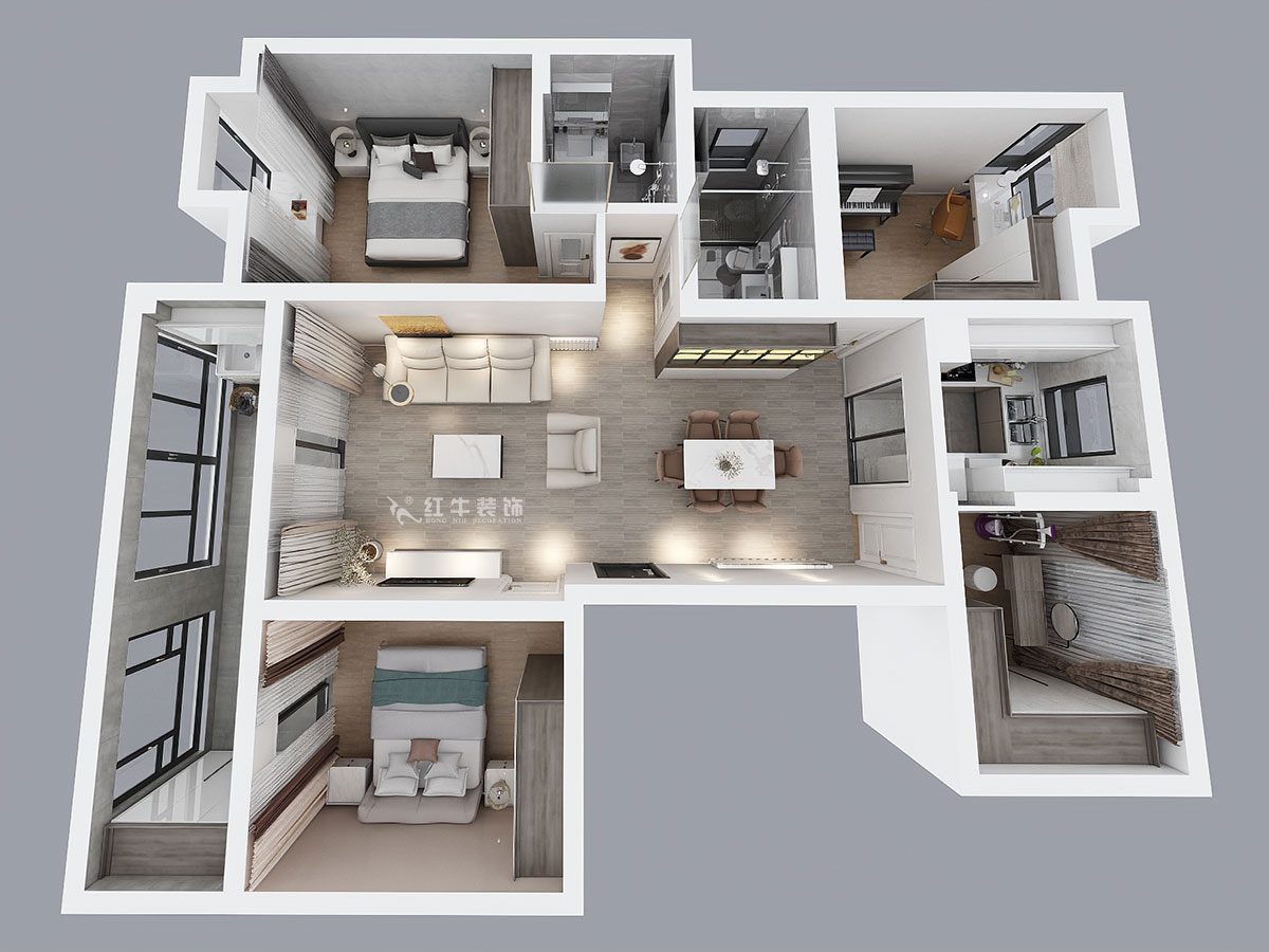 劉小勇|復(fù)地新都國際公寓-三期20-2-1202-130㎡-現(xiàn)代簡約風(fēng)格|4室2廳2衛(wèi)|二手房裝修|定制家¥142400|全包15