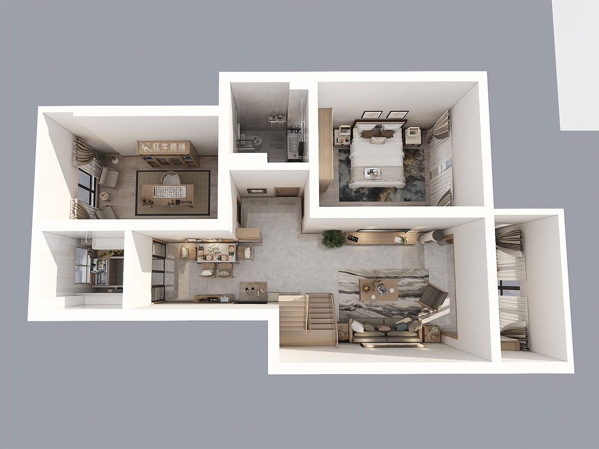 吳波｜錢塘望景20-2-505-140㎡-現(xiàn)代風格｜4室2廳2衛(wèi)｜舊房裝修｜定制家￥171024｜全包17