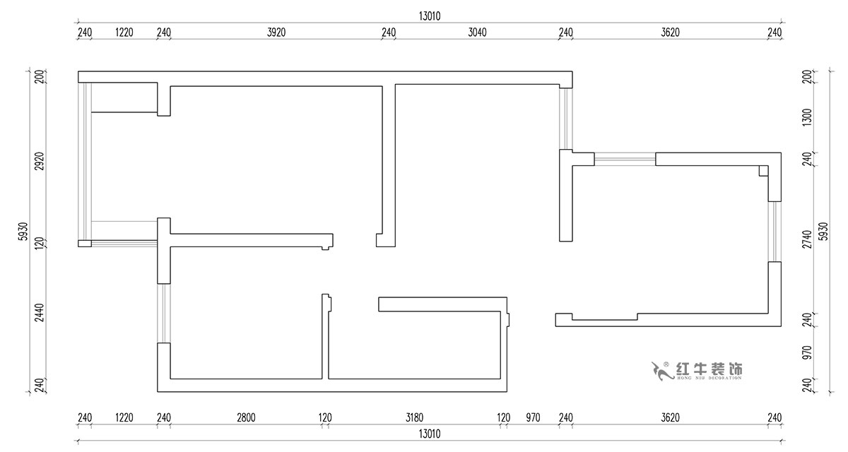 朱明琪|富康新村8-204-63㎡-北歐原木風格|2室2廳1衛(wèi)|老房翻新|定制家¥112770|全包11萬|00_01原始結構圖