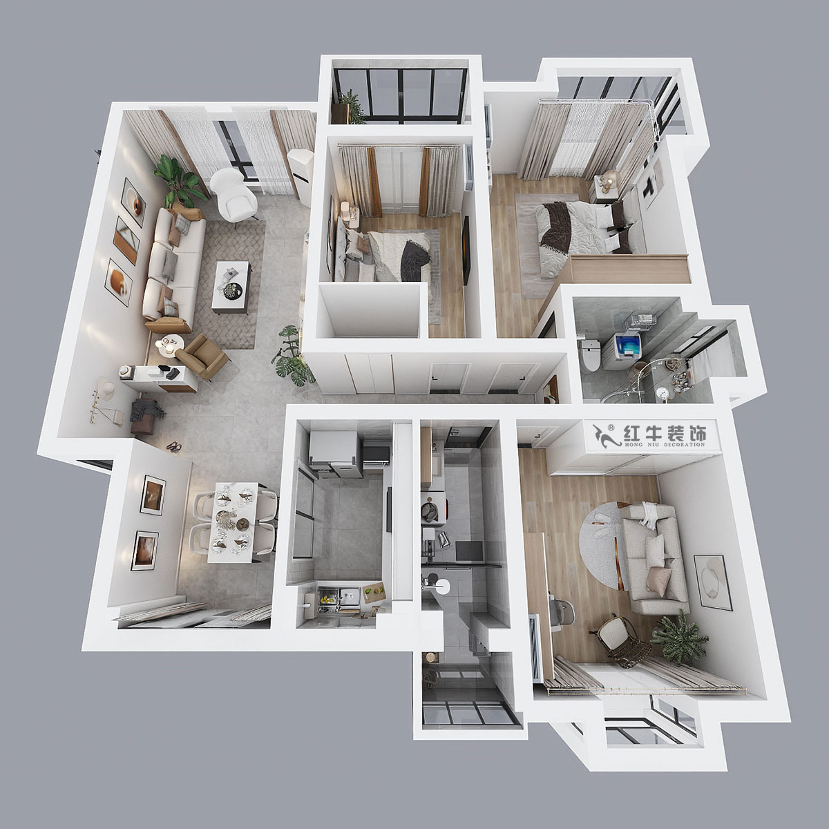 吳波｜仁恒翠竹園33-504-138㎡-現(xiàn)代風格｜3室2廳2衛(wèi)｜新房裝修｜定制家￥155631｜全包15