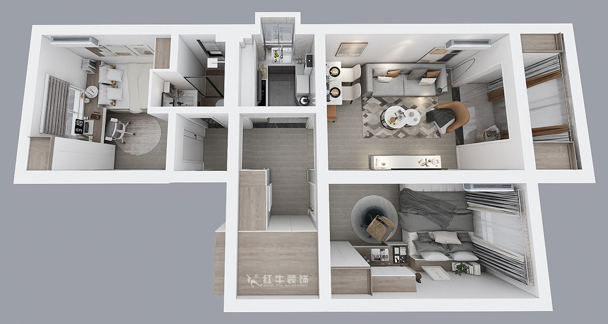 孟憲濤|張府園小區(qū)20號202室-70㎡-簡約風(fēng)格|2室1廳1衛(wèi)|老房裝修|定制家¥95000|全包12萬|00_04鳥瞰圖