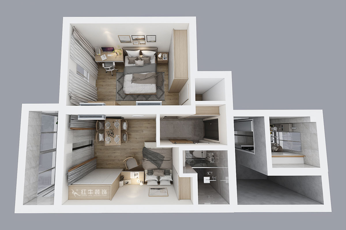 賈庭｜木匠營123號605室-50㎡-現(xiàn)代風(fēng)格｜2室0廳1廚1衛(wèi)｜老房裝修｜定制家￥83400｜全包8