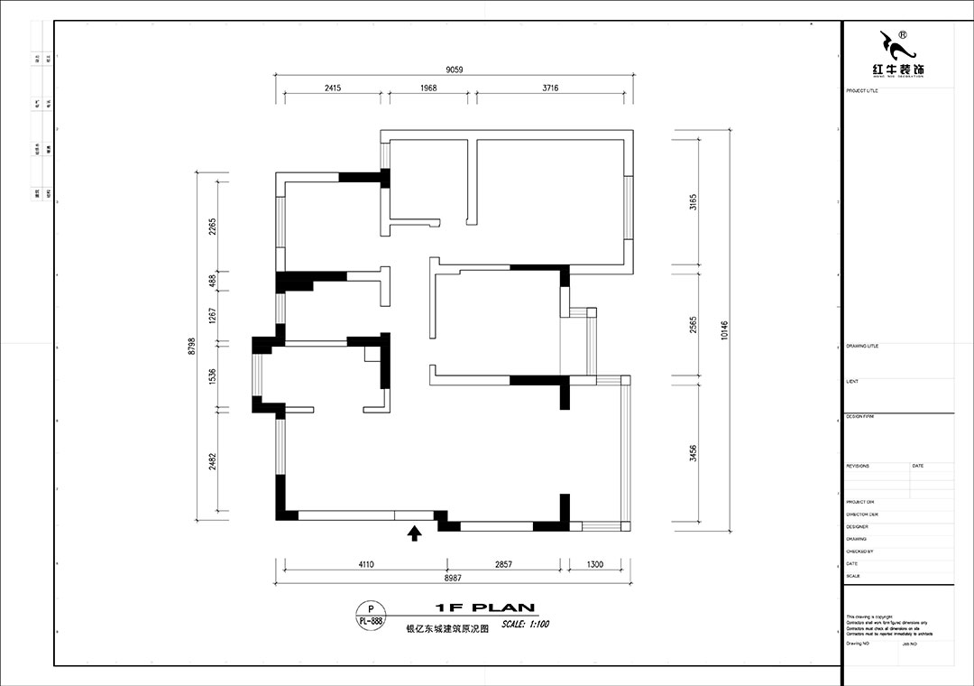 【實(shí)景案例】魏明花|銀億東城-95㎡-極簡主義風(fēng)格|3室2廳1衛(wèi)|老精裝修改造|定制家|全包14萬|00_01銀億東城19街區(qū)建筑原況圖
