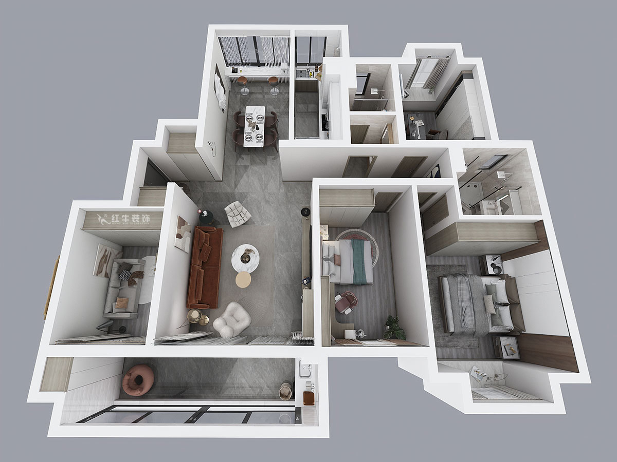 劉萍萍｜和熙臻苑4-2-2201-158㎡-簡約風(fēng)格｜4室2廳2衛(wèi)｜老房裝修｜定制家￥155466｜全包23