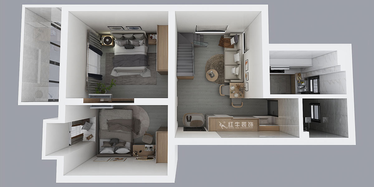 孟憲濤|堯順佳園2期60-606-72㎡-簡(jiǎn)約風(fēng)格|3室1廳1衛(wèi)|新房裝修|定制家|全包11萬|00_05鳥瞰圖