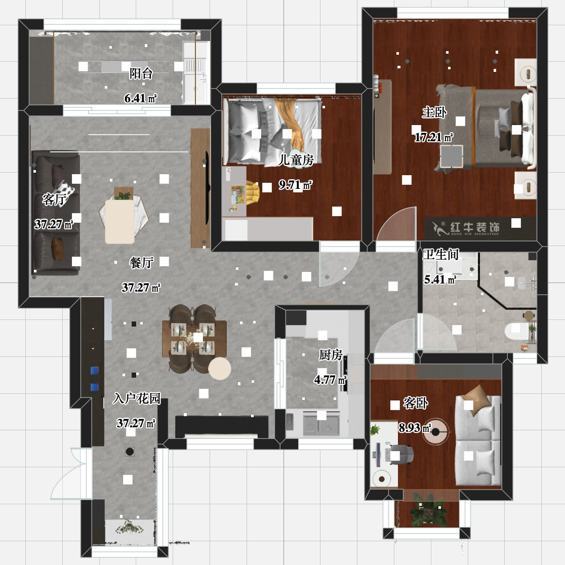 張智猿|弘陽(yáng)上院19-504-110㎡-現(xiàn)代風(fēng)格|3室2廳1衛(wèi)|新房裝修|定制家¥100902|全包14萬(wàn)|00_03平面彩圖
