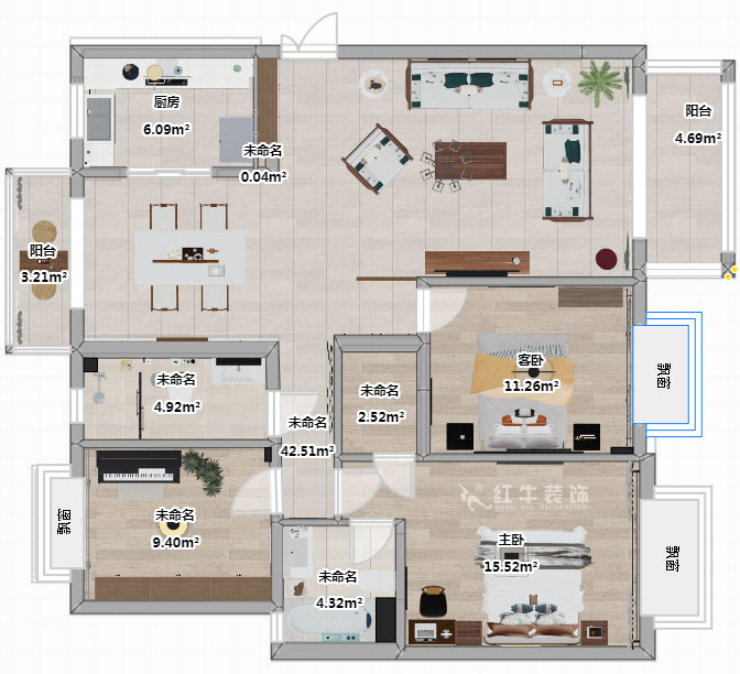 蔣?。愀窭锢瓥|苑6-302-130㎡-新中式風(fēng)格|3室2廳2衛(wèi)|舊房裝修|定制家¥158973|全包19萬|00_03平面彩圖