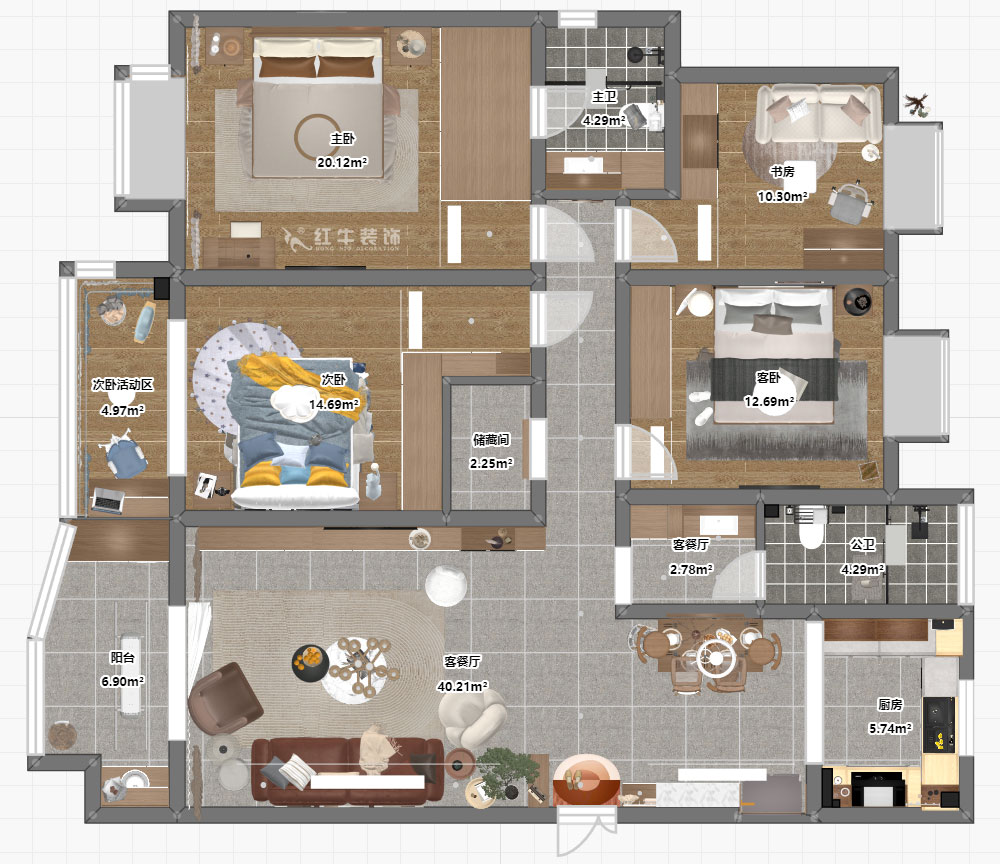 魏明花｜武夷綠洲賞桂苑4-3-306-154㎡-現(xiàn)代簡約風格｜4室2廳2衛(wèi)｜二手房裝修｜定制家｜全包20