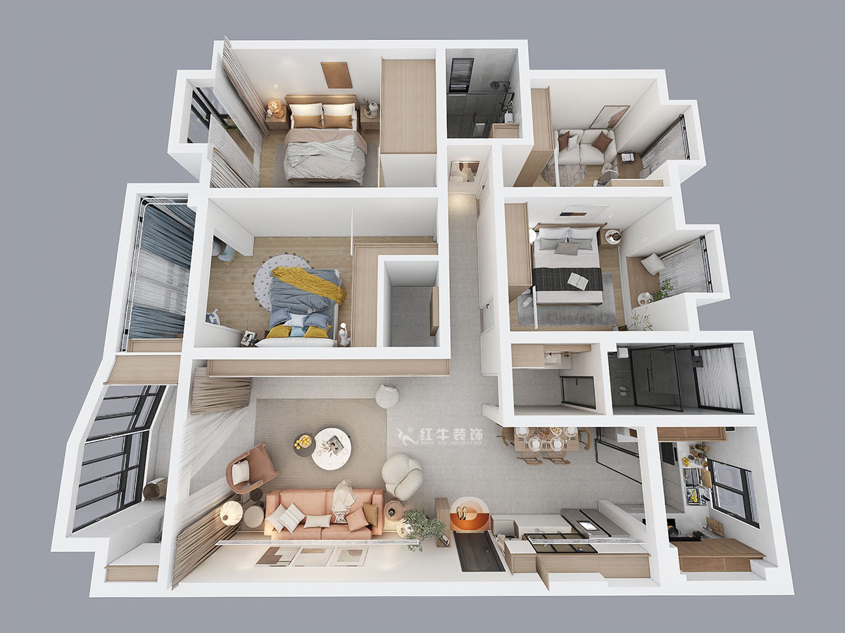 魏明花｜武夷綠洲賞桂苑4-3-306-154㎡-現(xiàn)代簡約風格｜4室2廳2衛(wèi)｜二手房裝修｜定制家｜全包20