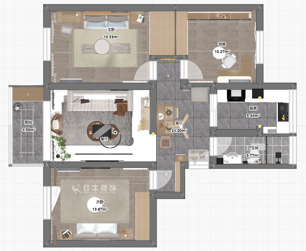 魏明花|五條巷3號502室-98㎡-現(xiàn)代簡約風格|3室2廳1衛(wèi)|二手房裝修|定制家¥135762|全包13萬|00_03平面彩圖