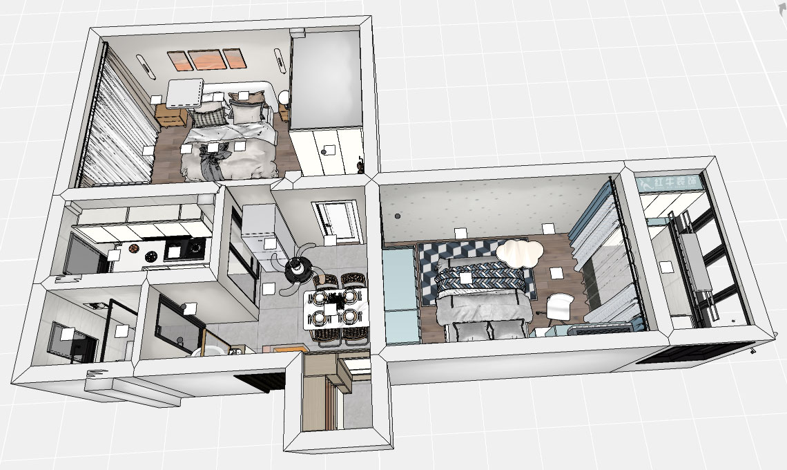 魏明花｜天目路27號-305-60㎡-現(xiàn)代簡約風格｜2室1廳1衛(wèi)｜二手房裝修｜定制家｜全包9