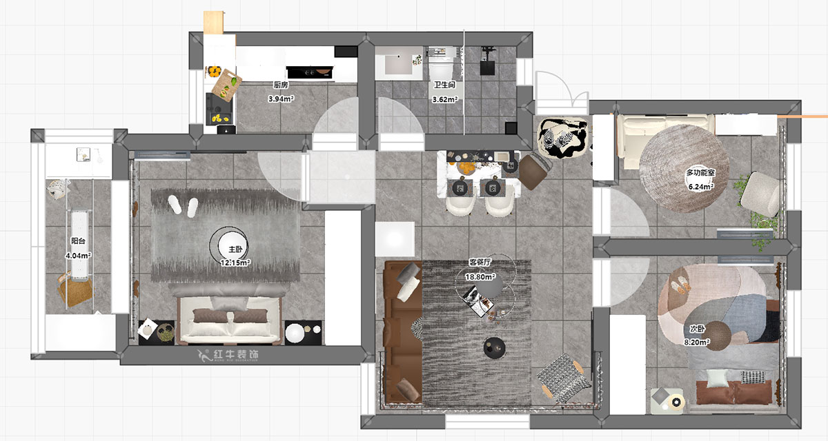 劉萍萍|秦虹小區(qū)鶯虹苑12-56-701-78㎡-簡歐風(fēng)格|3室2廳1衛(wèi)|老房裝修|定制家|全包12萬|00_04平面彩圖