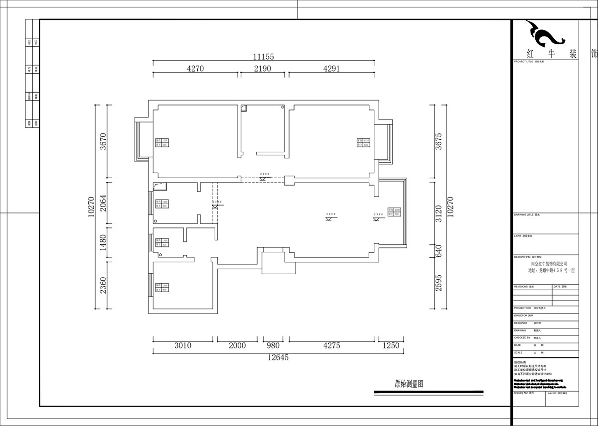 熊皓宇｜印湖山莊5-3-605-120㎡-新中式風(fēng)格｜3室2廳2衛(wèi)｜毛坯房裝修｜定制家｜全包18萬(wàn)｜00_01原始測(cè)量圖