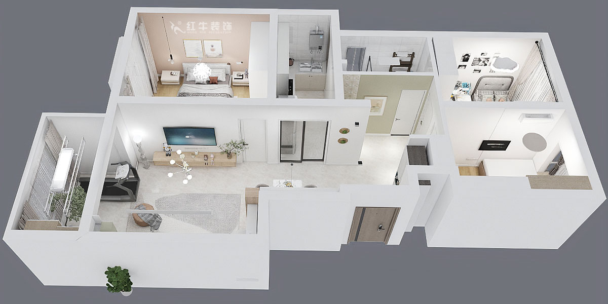 魏利利|林景紫園26-404-89㎡-現(xiàn)代簡約風(fēng)格|3室2廳1衛(wèi)|婚房裝修|定制家|全包12萬|00_04鳥瞰圖