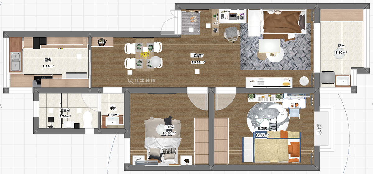 朱彥｜廣廈嘉苑8-1-202-85㎡-簡(jiǎn)約風(fēng)格｜2室2廳1衛(wèi)｜老房裝修｜定制家｜全包12萬(wàn)｜00_03平面彩圖