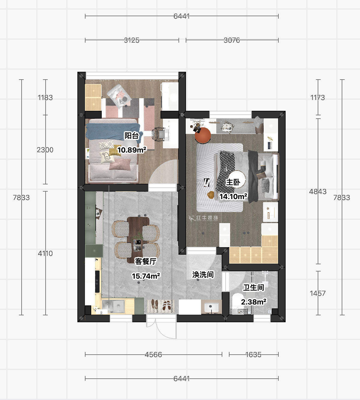 顧娟|琵琶小區(qū)長生祠2-602-60㎡-現代簡約風格|2室2廳1衛(wèi)|舊房裝修|定制家|全包10