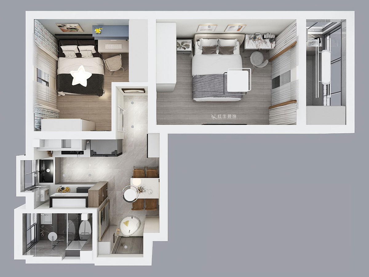 賈庭｜百花小區(qū)145號-1-201-52㎡-現(xiàn)代風(fēng)格｜2室1廳1廚1衛(wèi)｜老房裝修｜定制家｜全包7