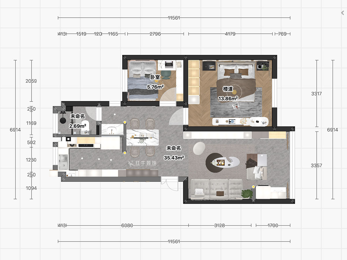 顧娟|苜蓿園東街1號49-501-72㎡-現(xiàn)代簡約風(fēng)格|2室2廳1衛(wèi)|舊房裝修|定制家|全包11