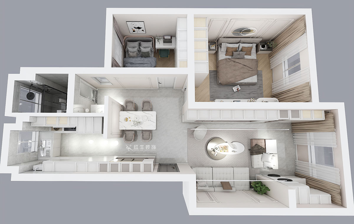 顧娟|苜蓿園東街1號49-501-72㎡-現(xiàn)代簡約風(fēng)格|2室2廳1衛(wèi)|舊房裝修|定制家|全包11