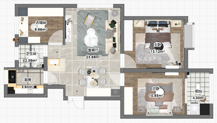賈庭｜鐘秀嘉園13-401-80㎡-現(xiàn)代風格｜3室2廳1廚1衛(wèi)｜新房裝修｜定制家｜全包9