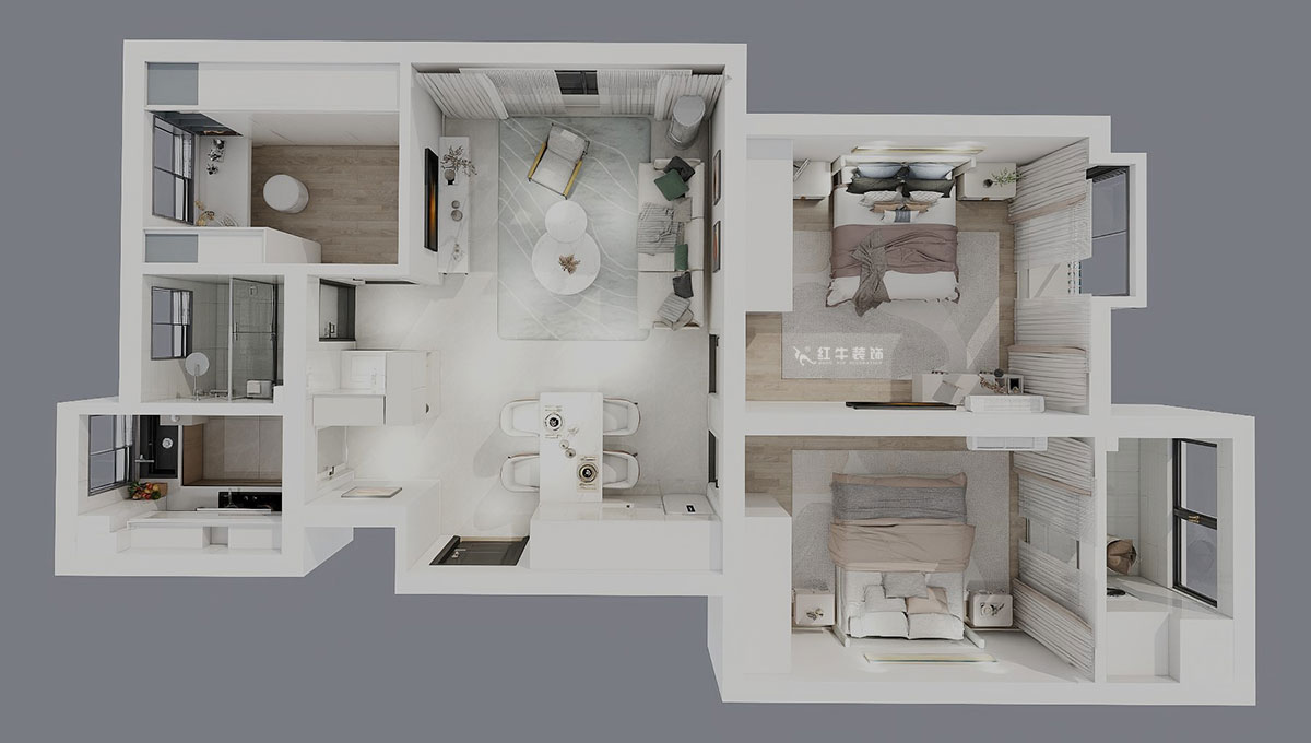 賈庭｜鐘秀嘉園13-401-80㎡-現(xiàn)代風格｜3室2廳1廚1衛(wèi)｜新房裝修｜定制家｜全包9