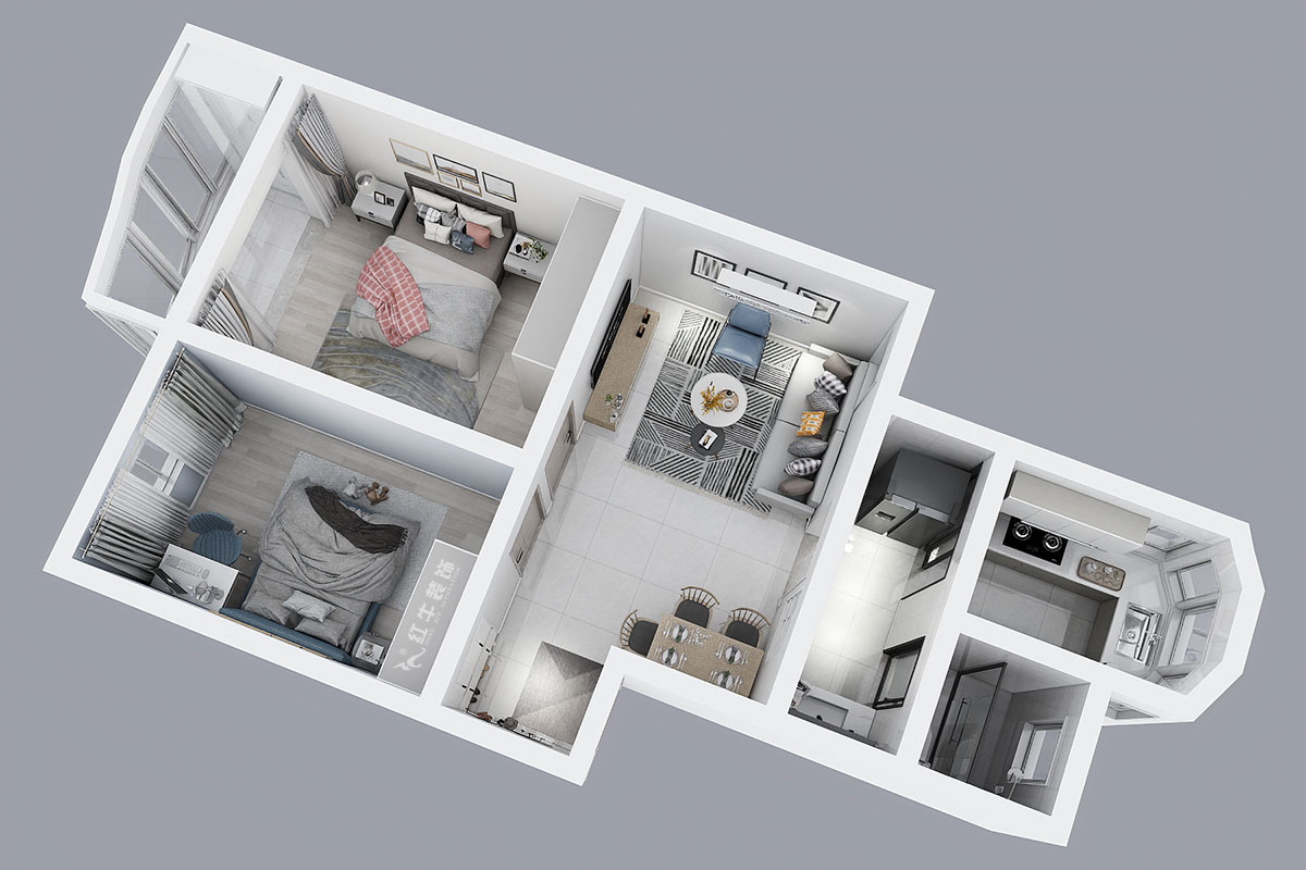 朱彥|彩虹苑8-24-302-76㎡-簡約風(fēng)格|2室2廳1衛(wèi)|老房裝修|定制家|全包11萬|00_04鳥瞰圖