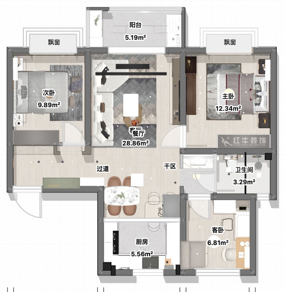 張智猿|白馬瀾山2-702-89㎡-現(xiàn)代風(fēng)格|3室1廳1衛(wèi)|新房裝修|定制家|全包12萬|00_04平面彩圖