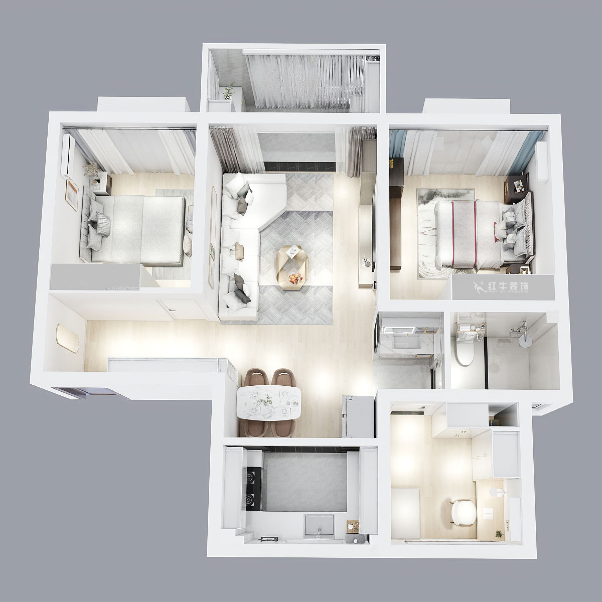 張智猿|白馬瀾山2-702-89㎡-現(xiàn)代風(fēng)格|3室1廳1衛(wèi)|新房裝修|定制家|全包12萬|00_05鳥瞰圖