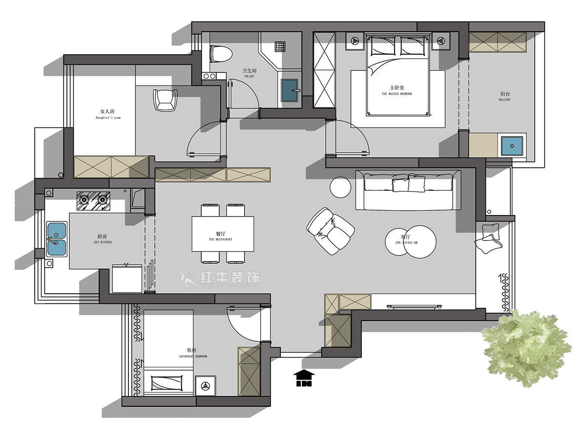 陸利民|富力城50-1204-93㎡-現(xiàn)代風(fēng)格|3室2廳1衛(wèi)|新房裝修|定制家|全包13