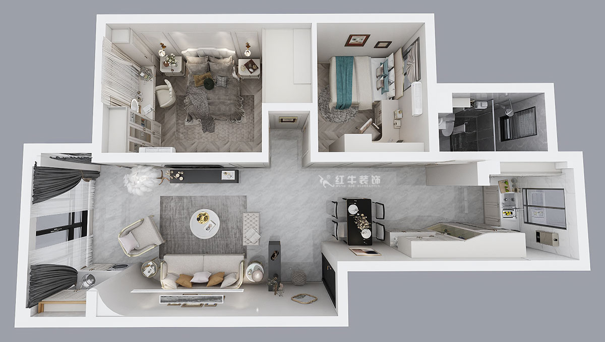 朱彥|御水灣花園17-1-302-90㎡-簡(jiǎn)美風(fēng)格|2室2廳1衛(wèi)|老房裝修|定制家|全包12萬(wàn)|00_04鳥(niǎo)瞰圖