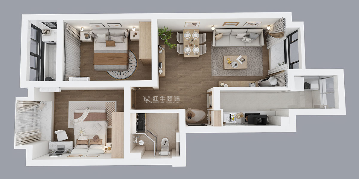 劉小勇|燕禾園10-3-1002-82㎡-現(xiàn)代簡(jiǎn)約風(fēng)格|2室2廳1衛(wèi)|老房裝修|定制家|全包11萬(wàn)|00_04鳥(niǎo)瞰圖