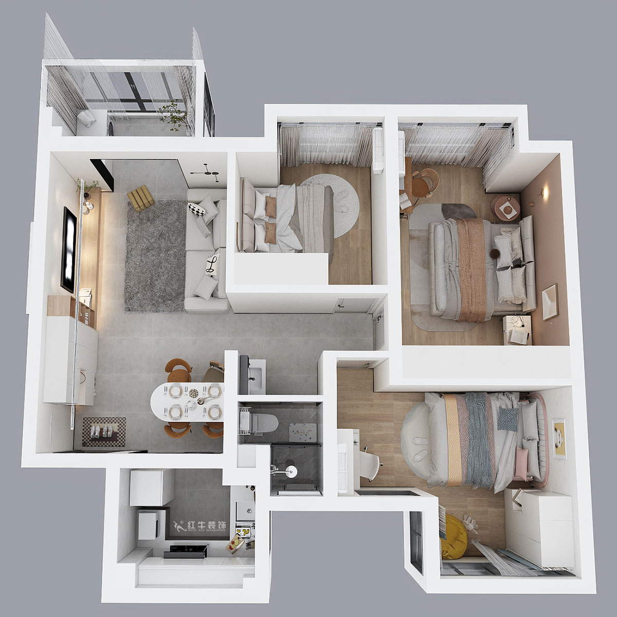 吳波|花漾紫郡13-1102-95㎡-現(xiàn)代簡(jiǎn)約風(fēng)格|3室2廳1衛(wèi)|新房裝修|定制家|全包12