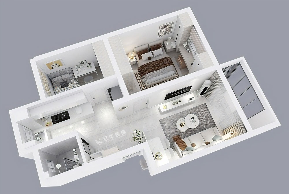 朱彥|養(yǎng)回紅村5號(hào)小區(qū)5-1-101-65㎡-現(xiàn)代簡約風(fēng)格|3室1廳1衛(wèi)|老房裝修|定制家|全包11萬|00_04鳥瞰圖