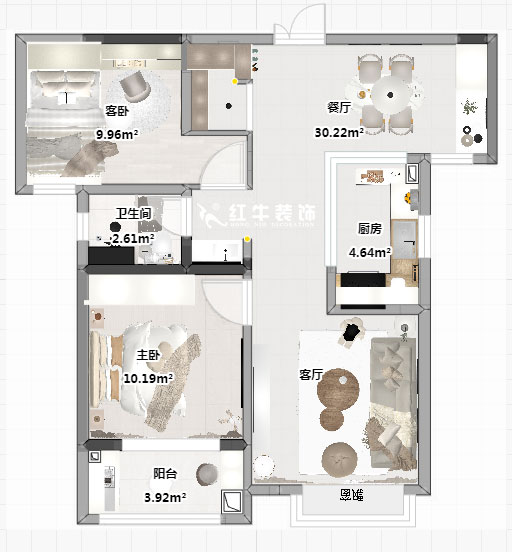 蔣?。o雅嘉園二期4-602-80㎡-現(xiàn)代簡(jiǎn)約風(fēng)格｜2室2廳1衛(wèi)｜新房裝修｜定制家｜全包12萬(wàn)｜00_03平面彩圖