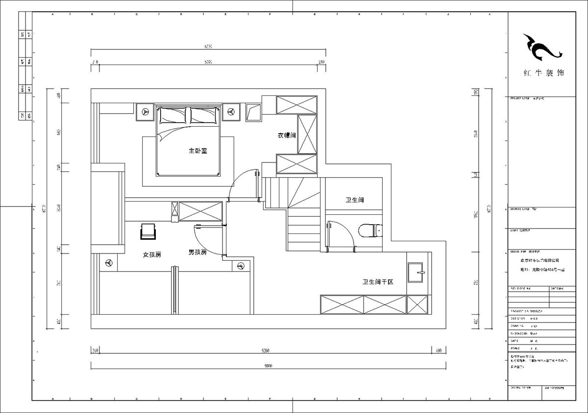 陸利民｜長發(fā)中心C棟302-100㎡-現(xiàn)代風格｜2室1廳2衛(wèi)｜舊房裝修｜定制家｜全包12萬｜00_03二層平面布置圖
