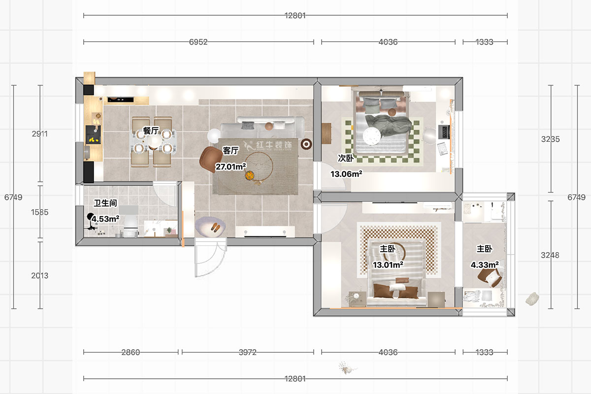 顧娟|浦東路4號10-3-405-75㎡-現(xiàn)代簡約風(fēng)格|2室2廳1衛(wèi)|舊房裝修|定制家|全包12