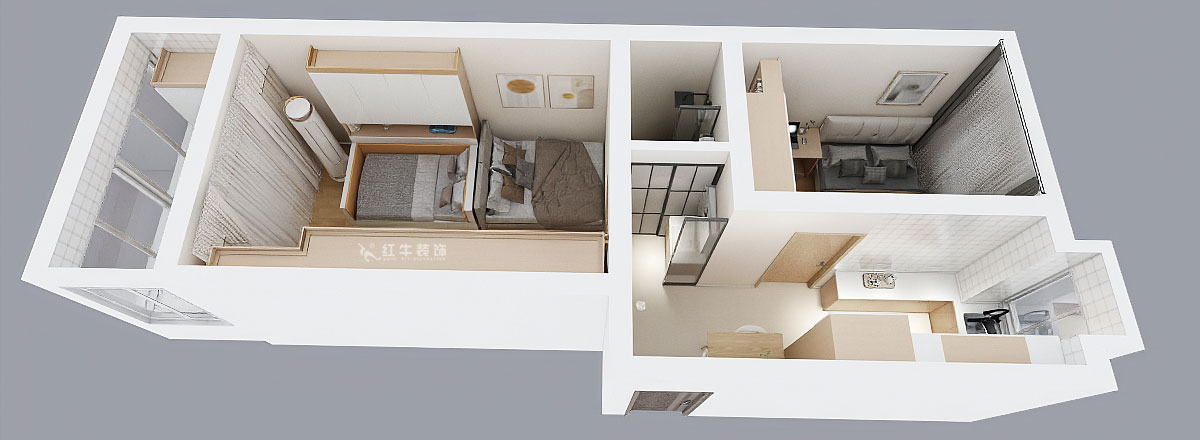 劉曉芳｜三條巷110-210-45㎡-現(xiàn)代風格｜2室1廳1衛(wèi)｜二手房裝修｜定制家｜全包8