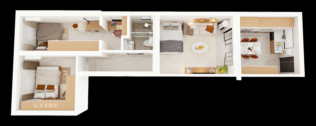 吳波|王府園22-1-101-76㎡-現(xiàn)代簡約風(fēng)格|2室2廳1衛(wèi)|舊房裝修|定制家|全包12萬|00_05鳥瞰圖