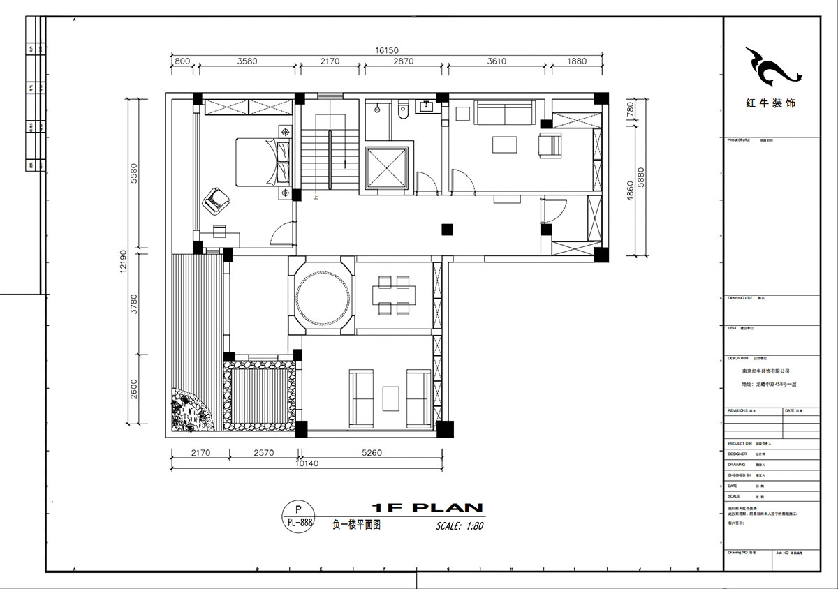 劉小勇｜雅園21-101-390㎡-現(xiàn)代奢華風(fēng)格｜9室2廳6衛(wèi)｜三層別墅裝修｜定制家｜全包｜00_04負(fù)一樓平面圖
