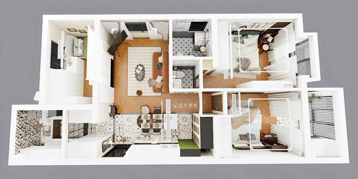 孟憲濤｜觀泓雅苑A區(qū)6-2101-115㎡-法式南洋復(fù)古風(fēng)格｜3室1廳2衛(wèi)｜新房裝修｜定制家｜全包16萬(wàn)｜00_04鳥(niǎo)瞰圖