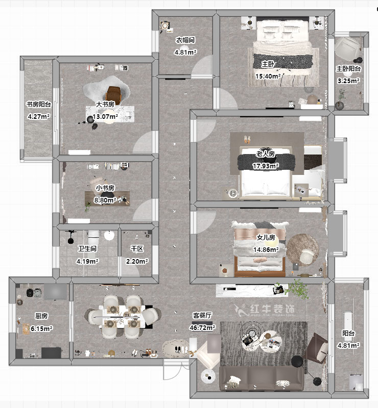 劉小勇｜翠屏東南18-601-180㎡-現(xiàn)代簡約風(fēng)格｜5室2廳2衛(wèi)｜新房裝修｜定制家｜全包21